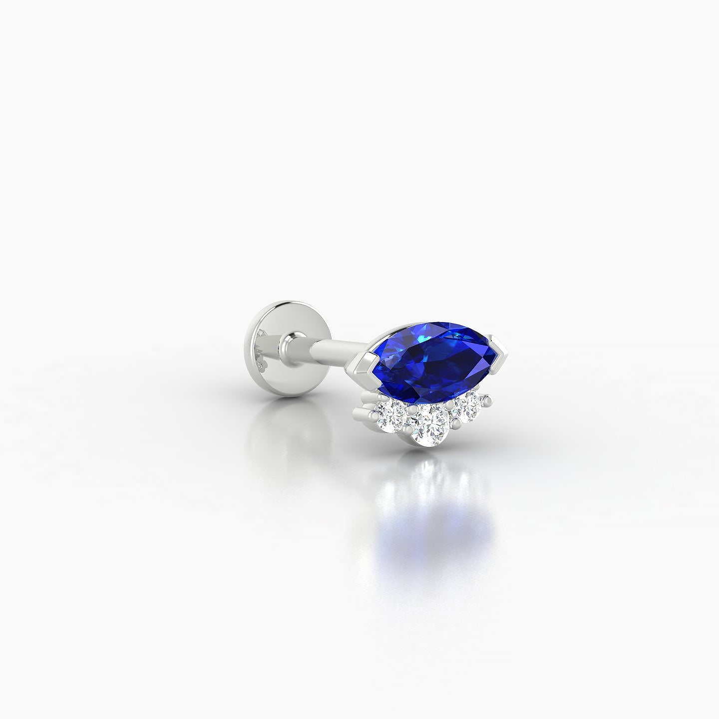 Danu | 18k White Gold 8 mm 7 mm Sapphire & Diamond Nostril Piercing