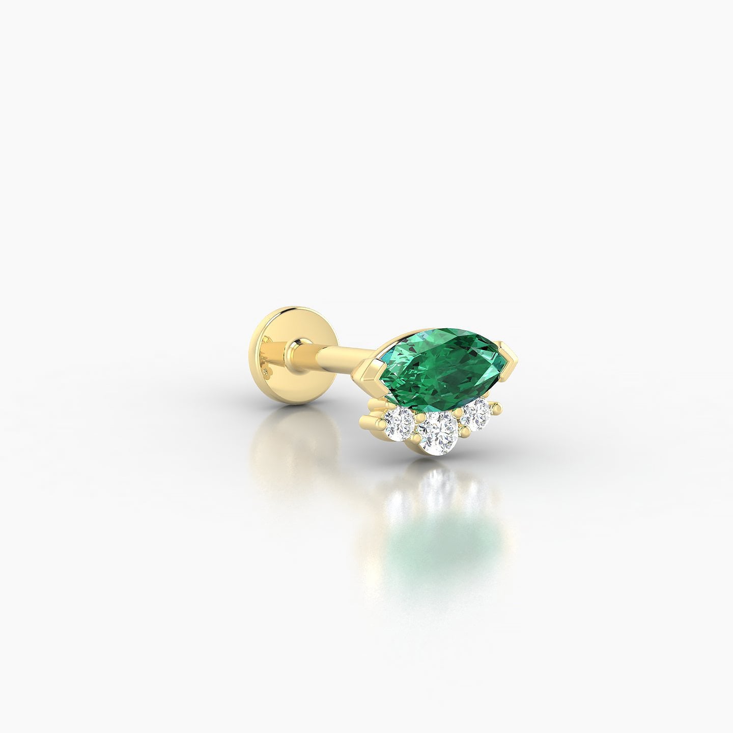 Danu | 18k Yellow Gold 8 mm 7 mm Emerald & Diamond Nostril Piercing