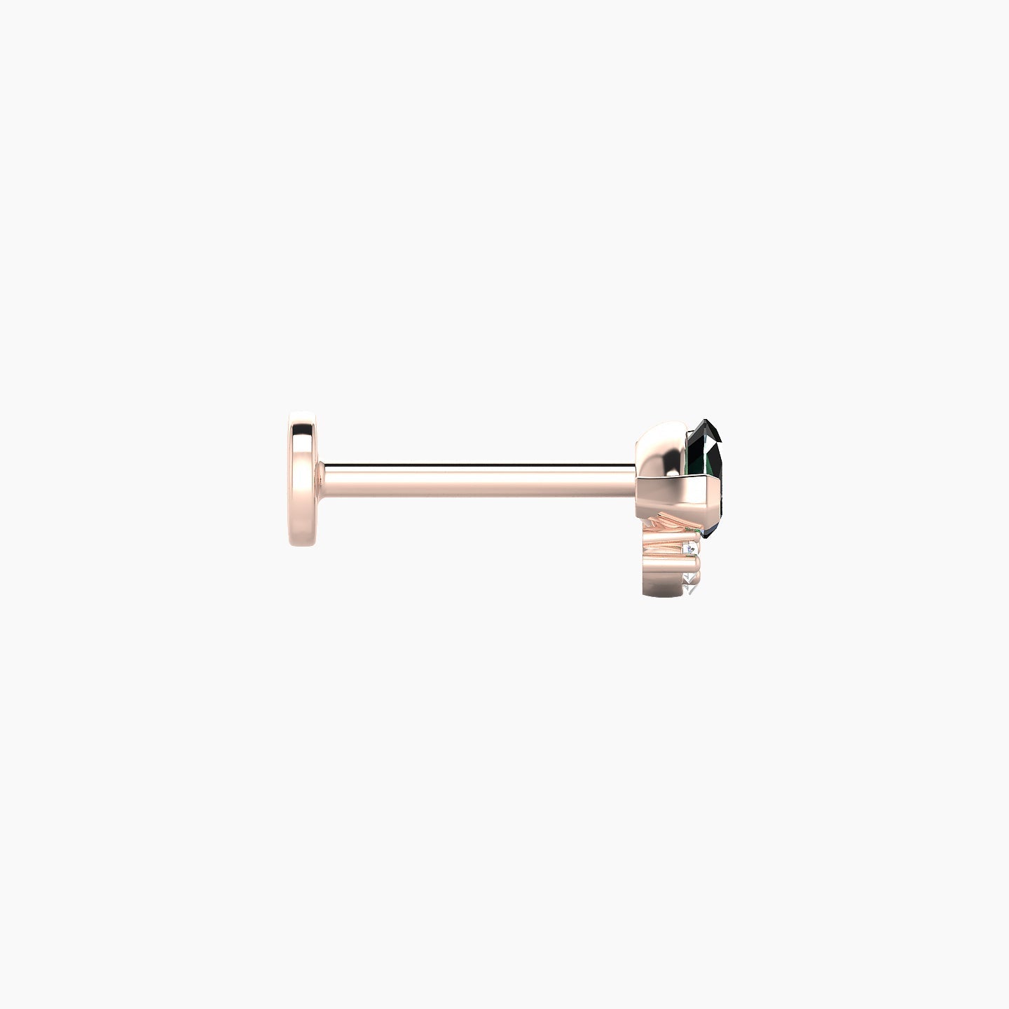 Danu | 18k Rose Gold 8 mm 7 mm Emerald & Diamond Nostril Piercing