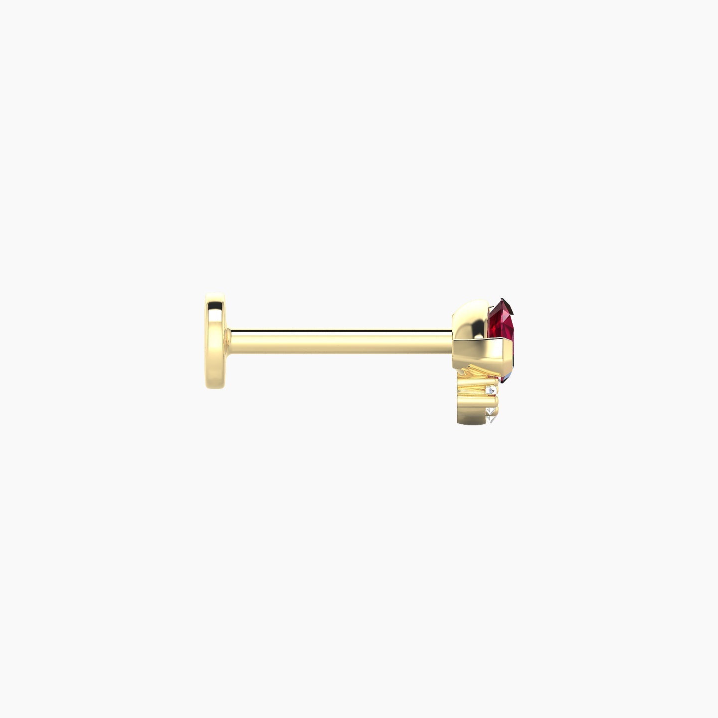 Danu | 18k Yellow Gold 8 mm 7 mm Ruby & Diamond Nostril Piercing