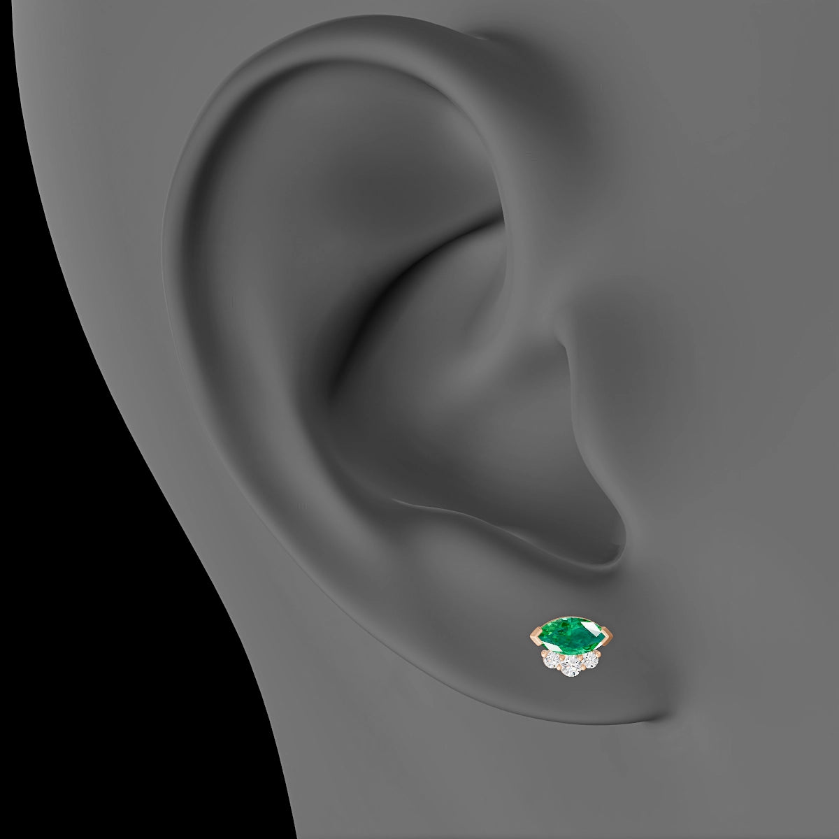 Danu | 18k Rose Gold 8 mm 7 mm Emerald & Diamond Piercing
