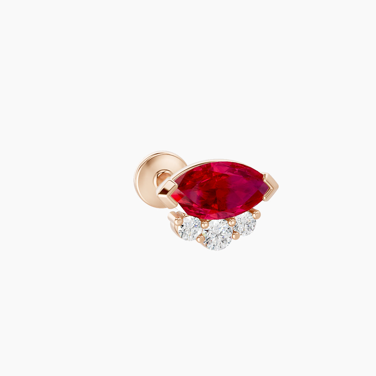 Danu | 18k Rose Gold 8 mm 7 mm Ruby & Diamond Piercing