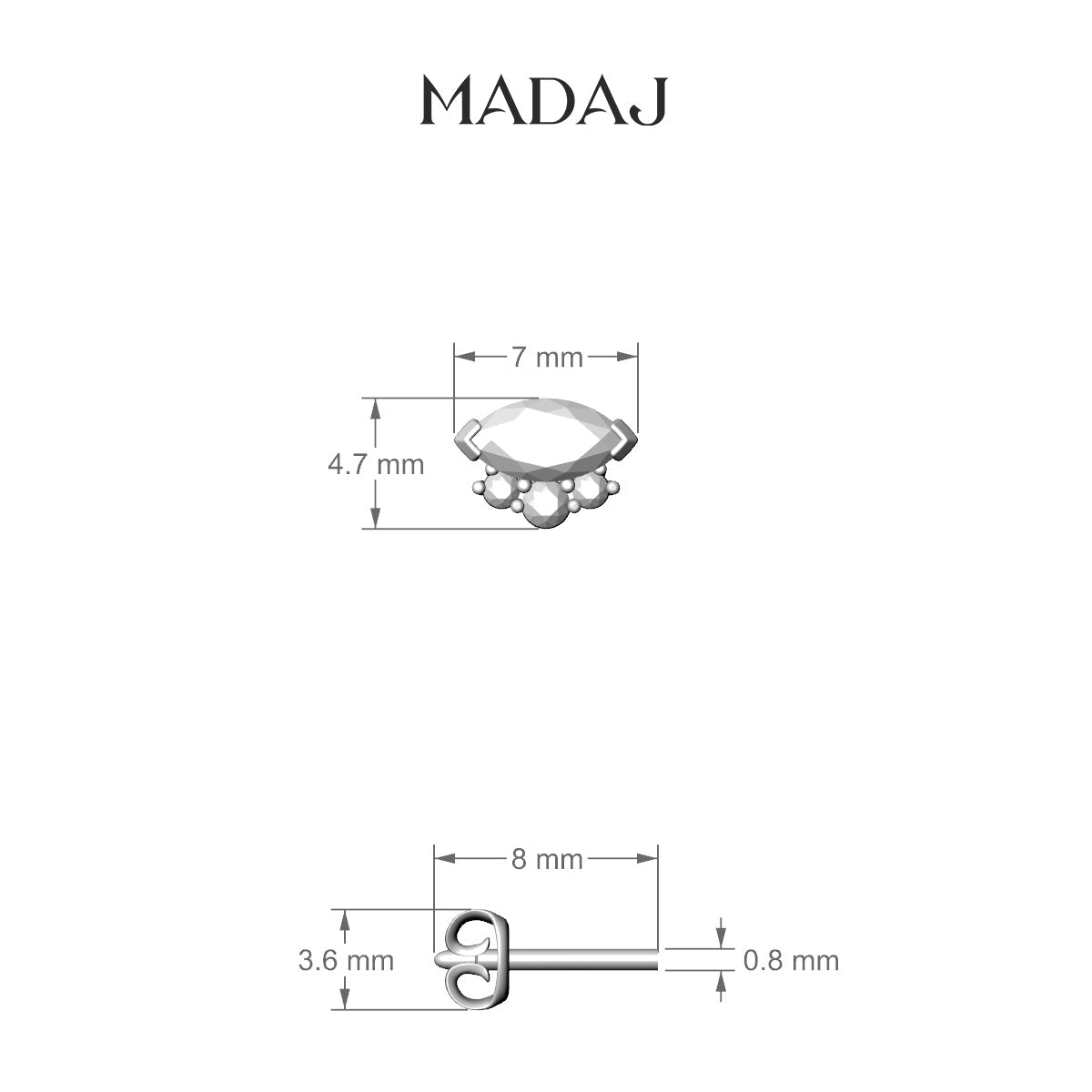 Danu | 18k Rose Gold 7 mm Diamond Earring