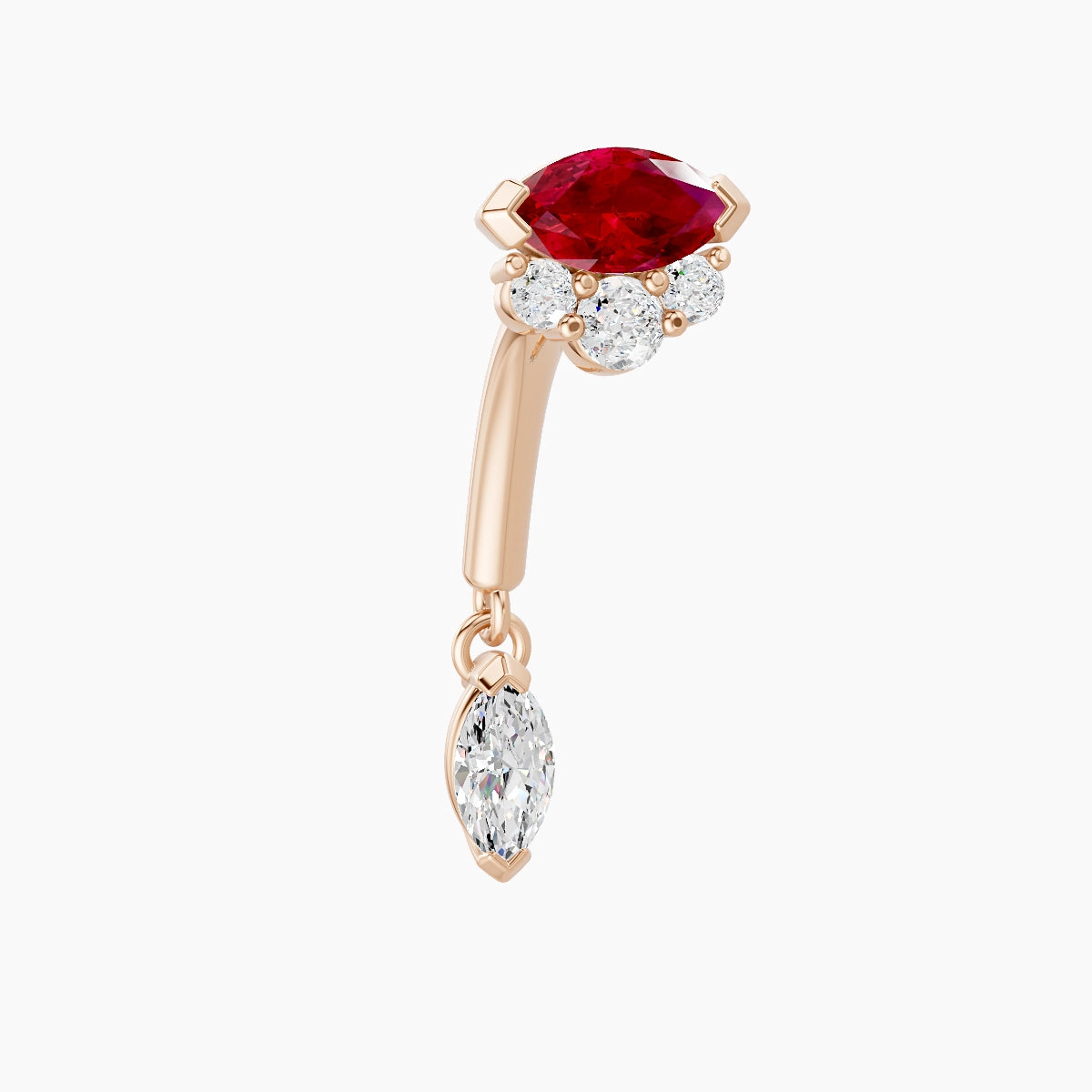 Danu | 18k Rose Gold 8 mm Ruby & Diamond Rook Piercing