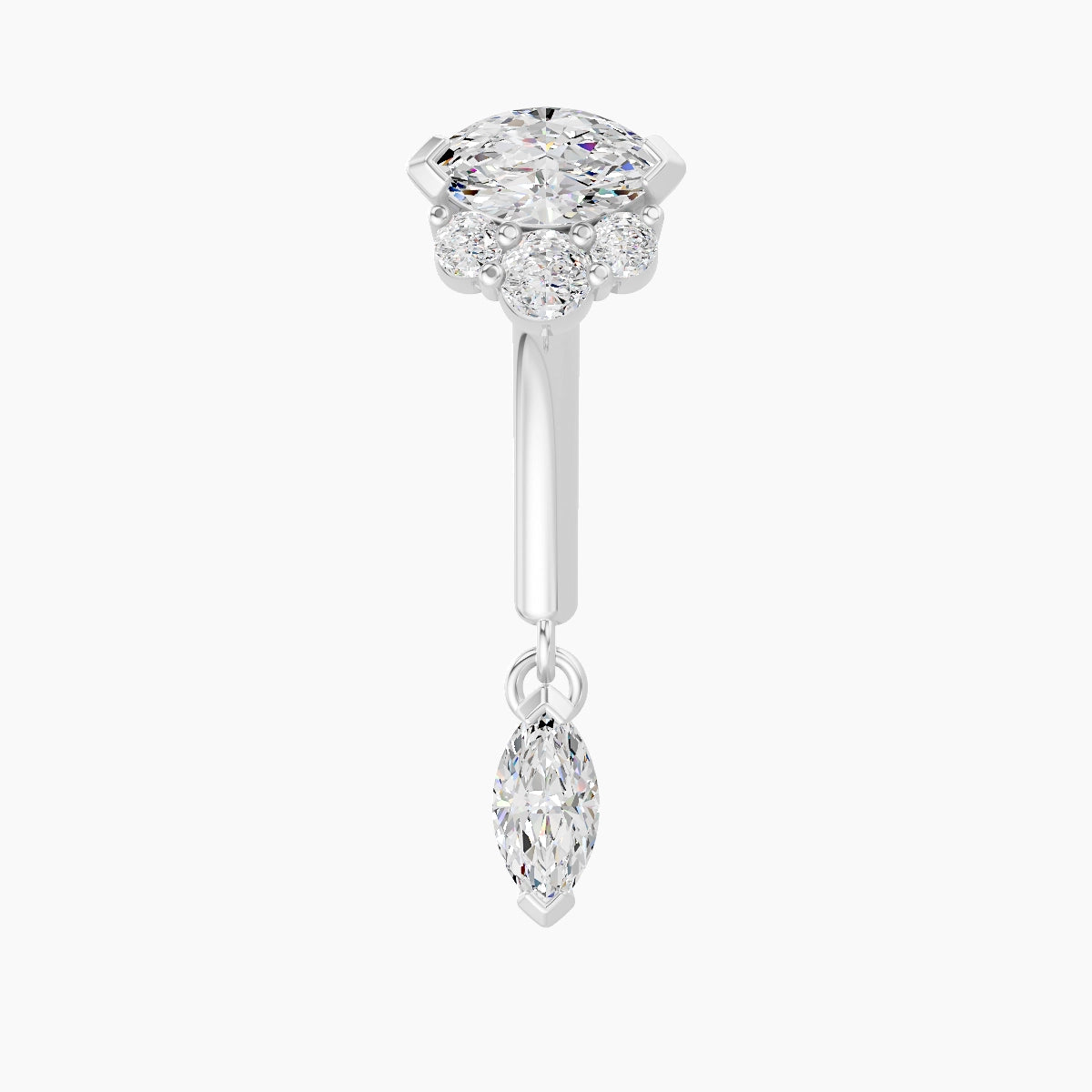Danu | 18k White Gold 8 mm Diamond Rook Piercing