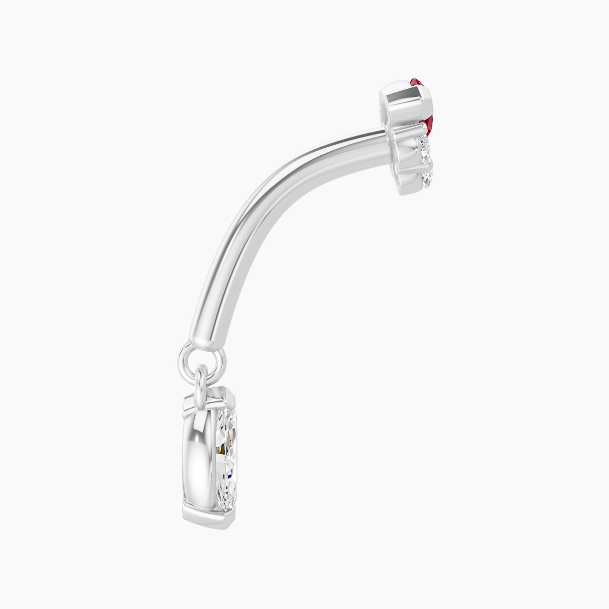 Danu | 18k White Gold 8 mm Ruby & Diamond Rook Piercing