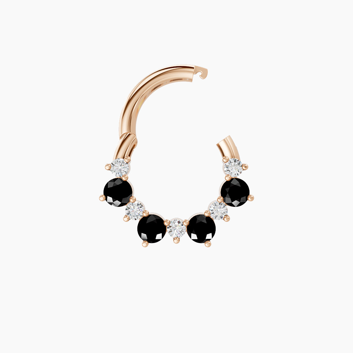 Daphne | 18k Rose Gold 6.5 mm Black Diamond & Diamond Daith Piercing