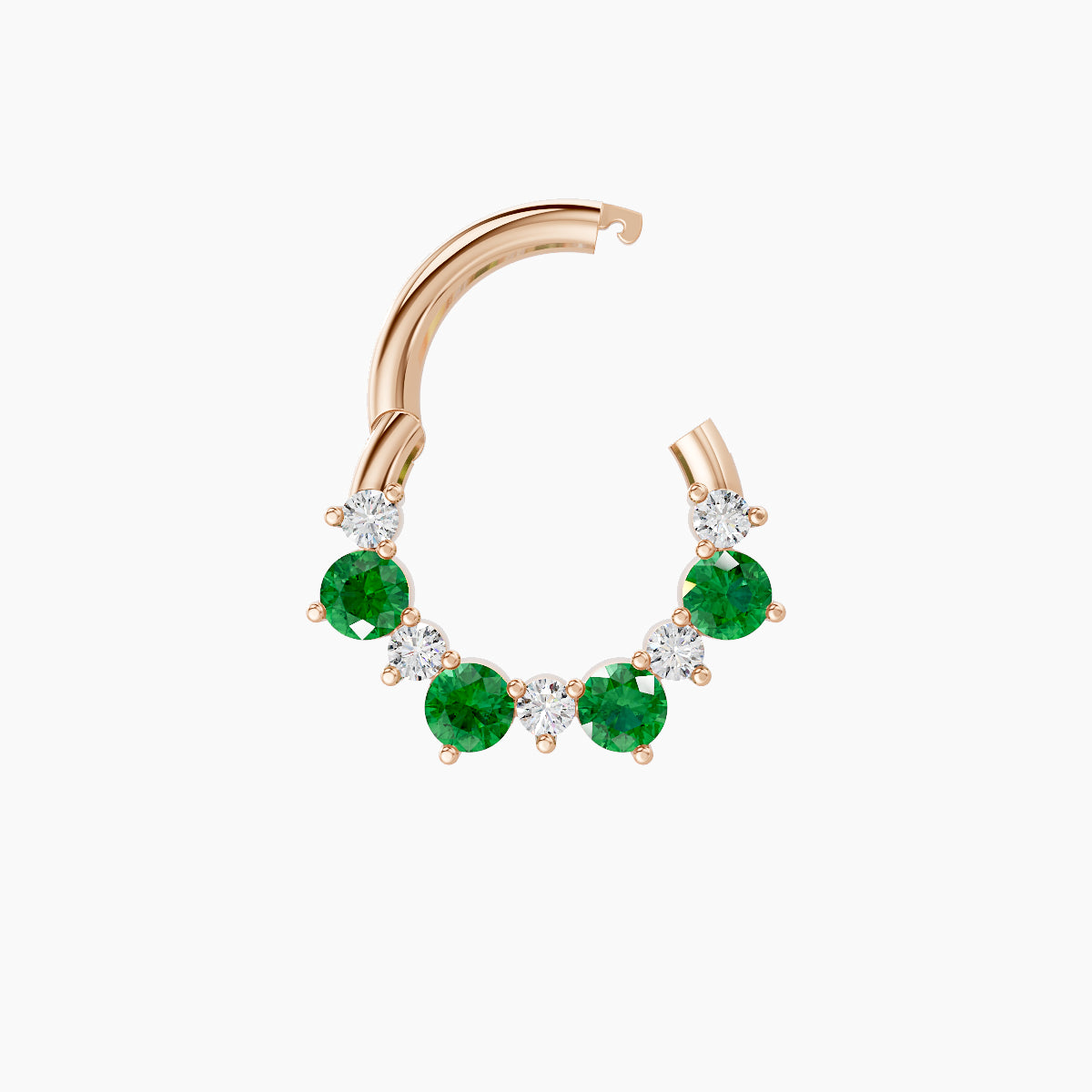 Daphne | 18k Rose Gold 6.5 mm Emerald & Diamond Daith Piercing