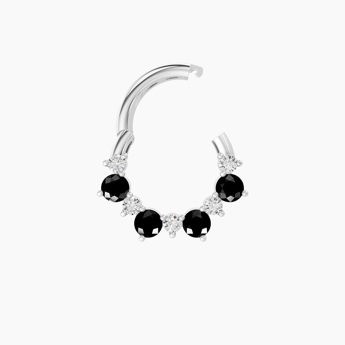 Daphne | 18k White Gold 6.5 mm Black Diamond & Diamond Daith Piercing