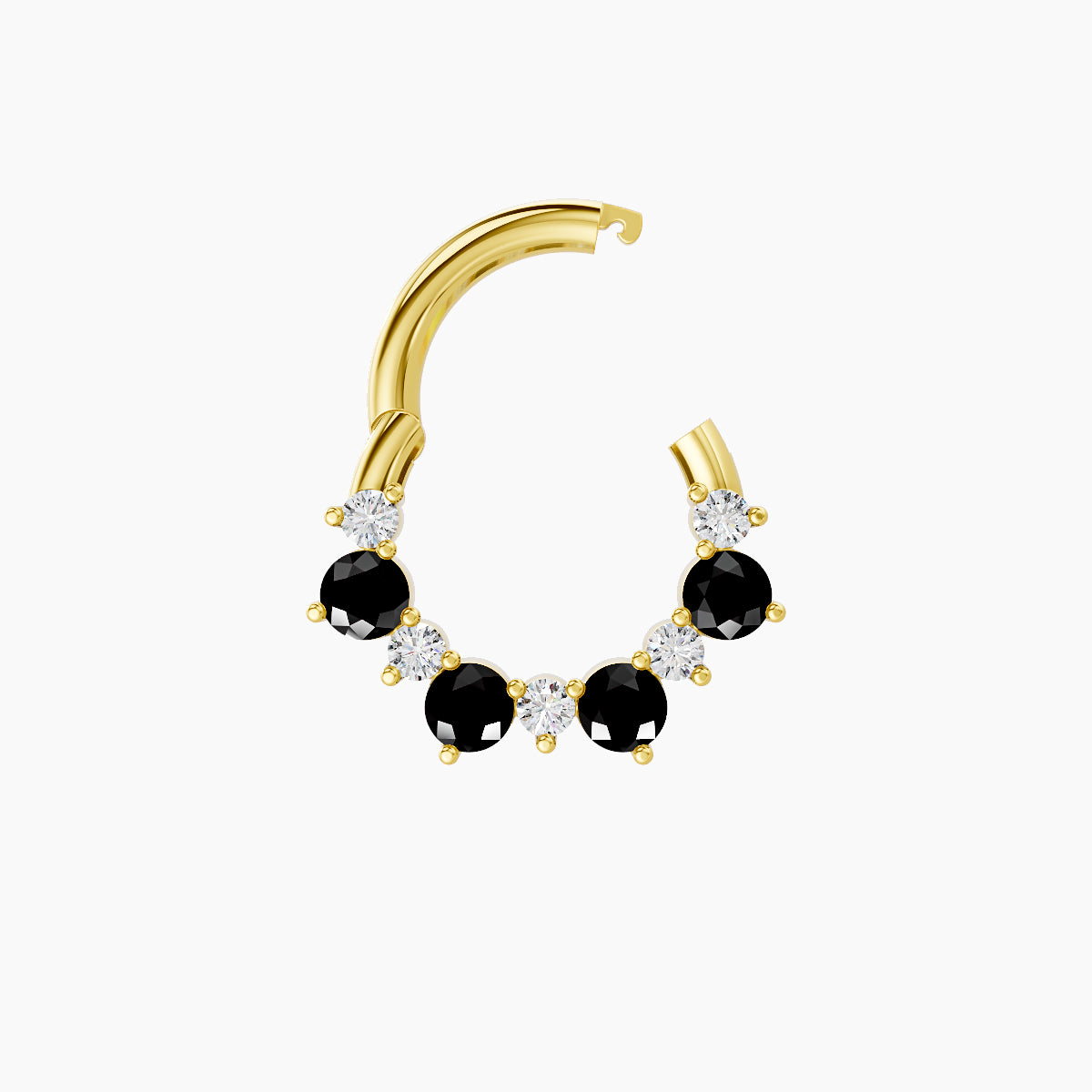 Daphne | 18k Yellow Gold 6.5 mm Black Diamond & Diamond Daith Piercing