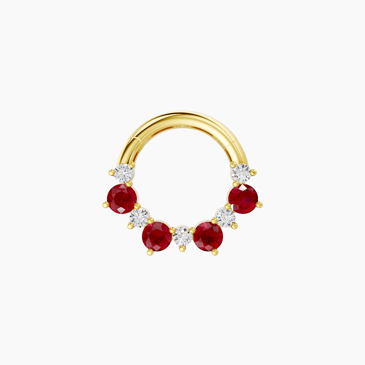 Daphne | 18k Yellow Gold 6.5 mm Ruby & Diamond Daith Piercing