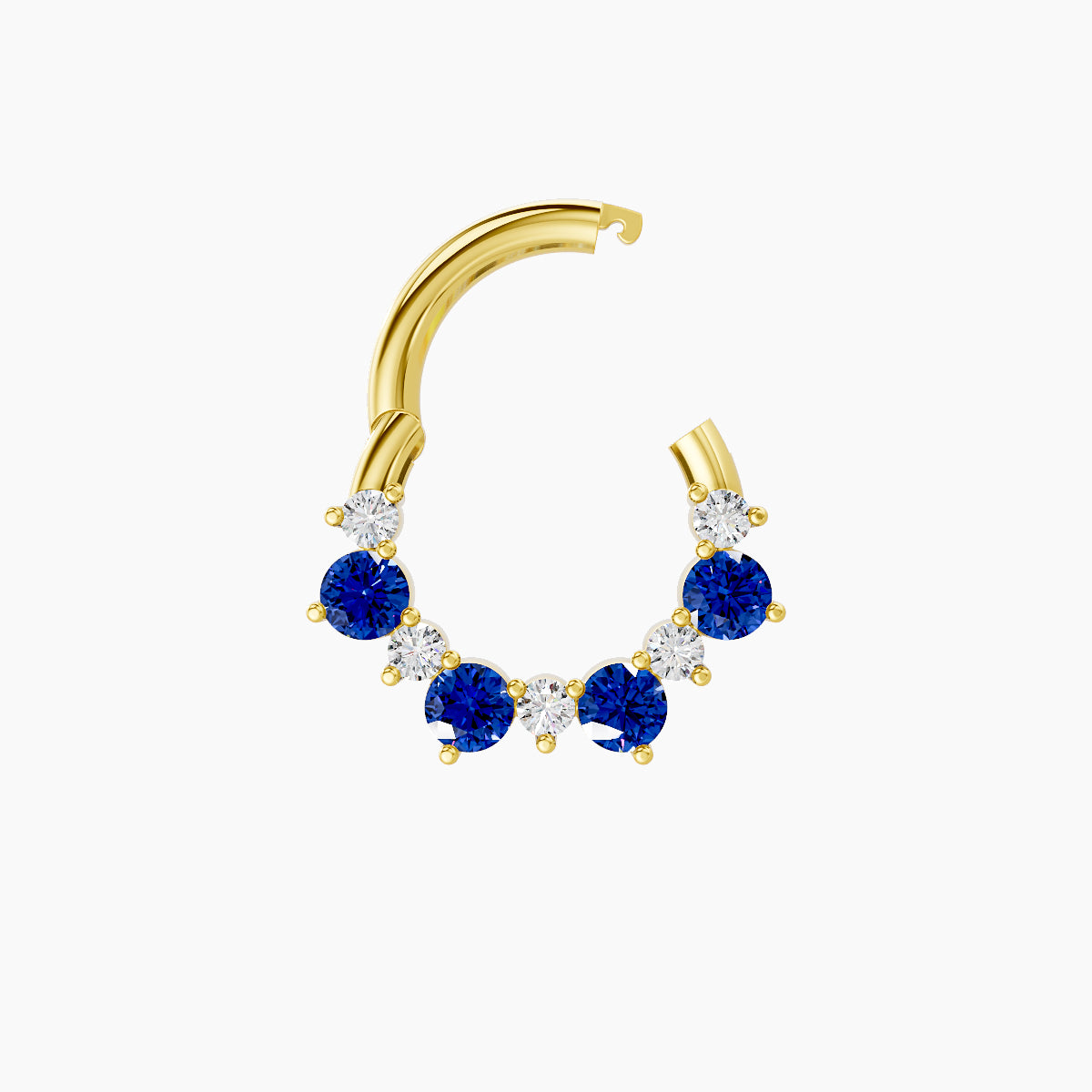 Daphne | 18k Yellow Gold 6.5 mm Sapphire & Diamond Daith Piercing
