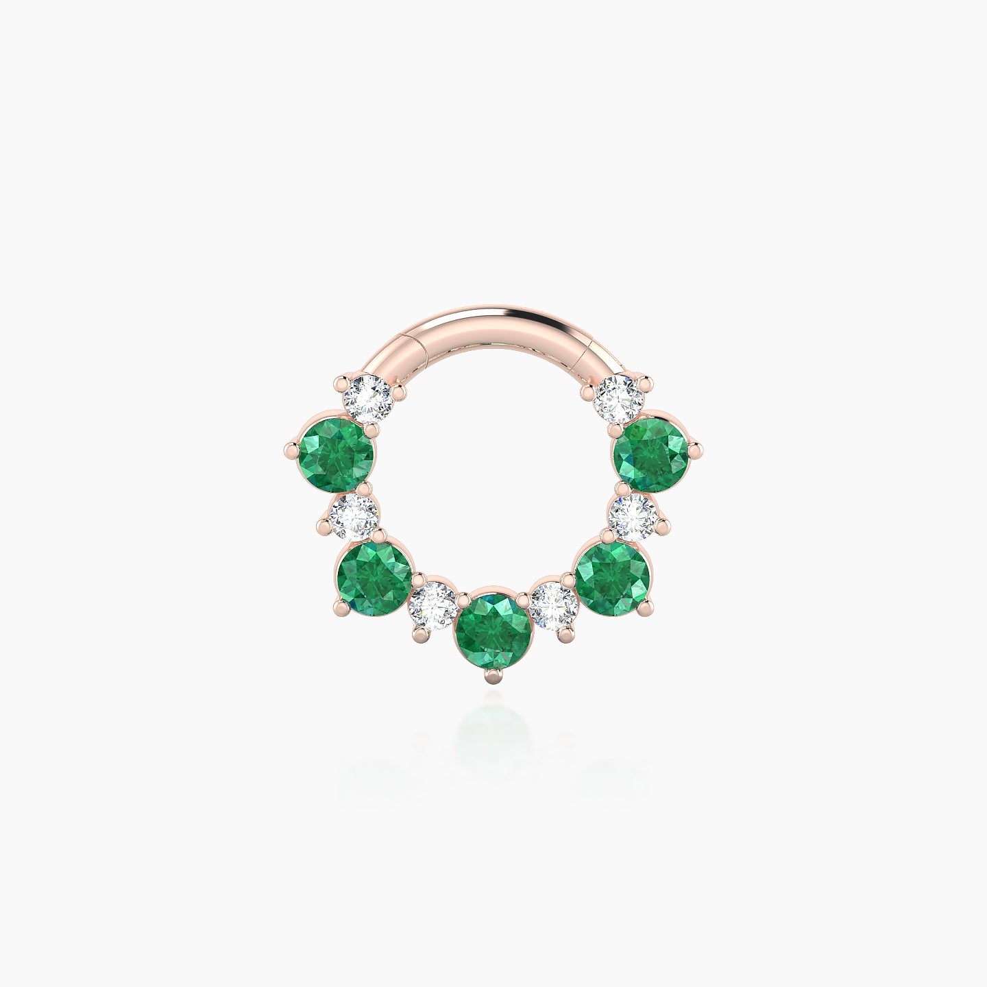 Daphne | 18k Rose Gold 6.5 mm Emerald & Diamond Daith Piercing