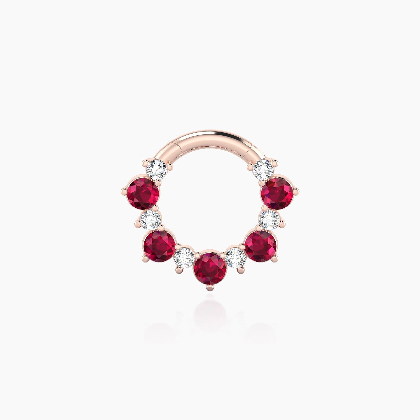 Daphne | 18k Rose Gold 6.5 mm Ruby & Diamond Daith Piercing