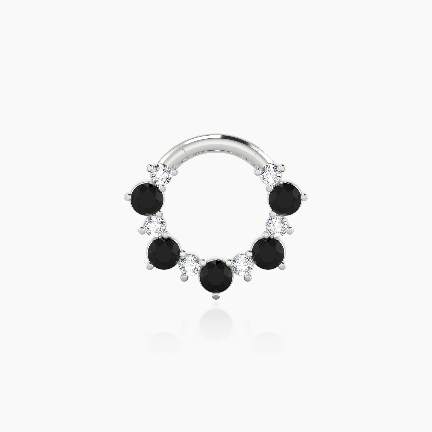 Daphne | 18k White Gold 6.5 mm Black Diamond & Diamond Daith Piercing