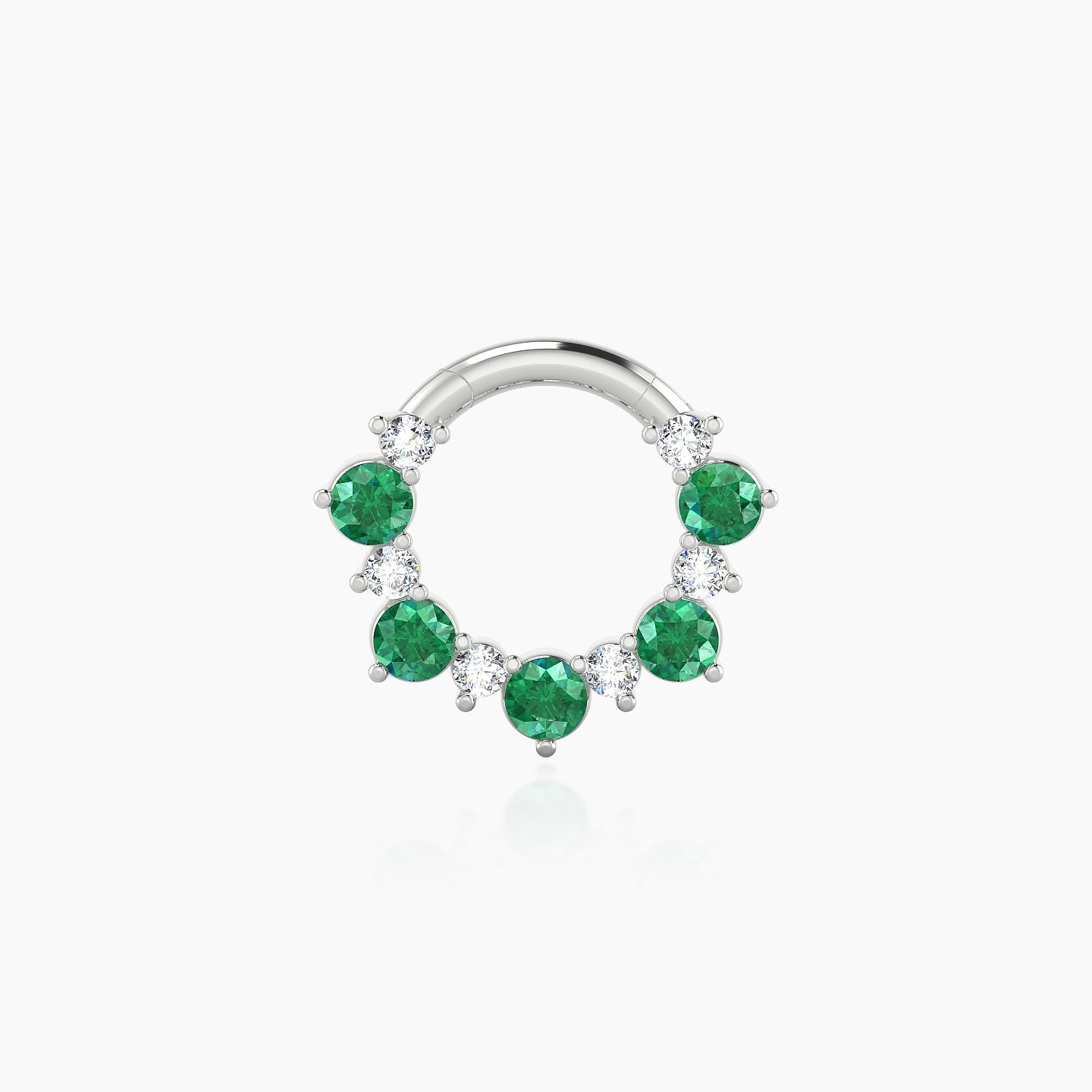 Daphne | 18k White Gold 6.5 mm Emerald & Diamond Daith Piercing