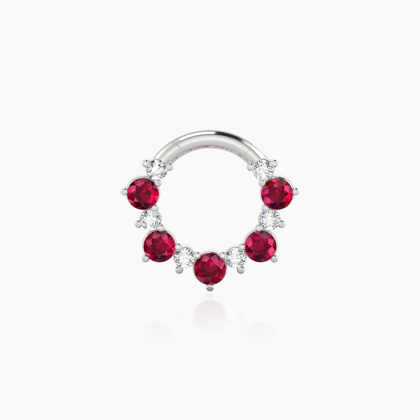 Daphne | 18k White Gold 6.5 mm Ruby & Diamond Daith Piercing