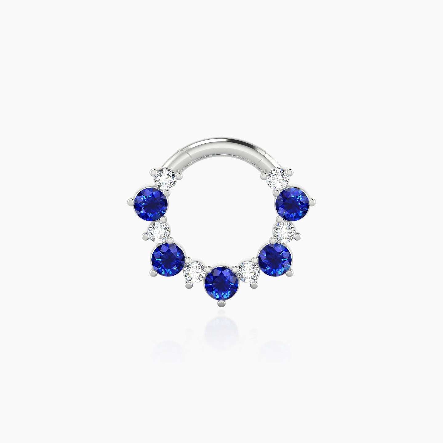 Daphne | 18k White Gold 6.5 mm Sapphire & Diamond Daith Piercing