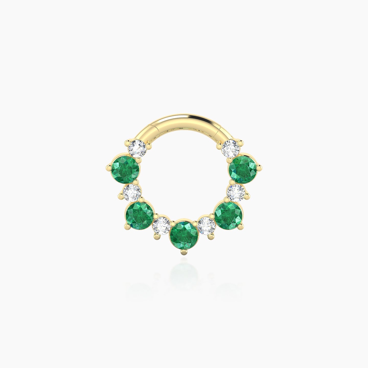 Daphne | 18k Yellow Gold 6.5 mm Emerald & Diamond Daith Piercing