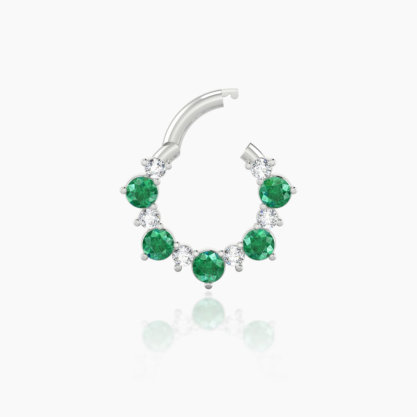 Daphne | 18k White Gold 6.5 mm Emerald & Diamond Daith Piercing