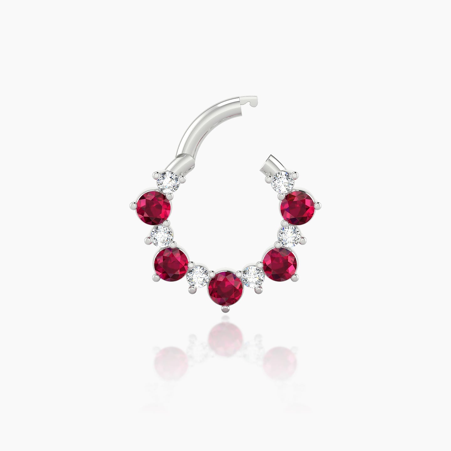 Daphne | 18k White Gold 6.5 mm Ruby & Diamond Daith Piercing