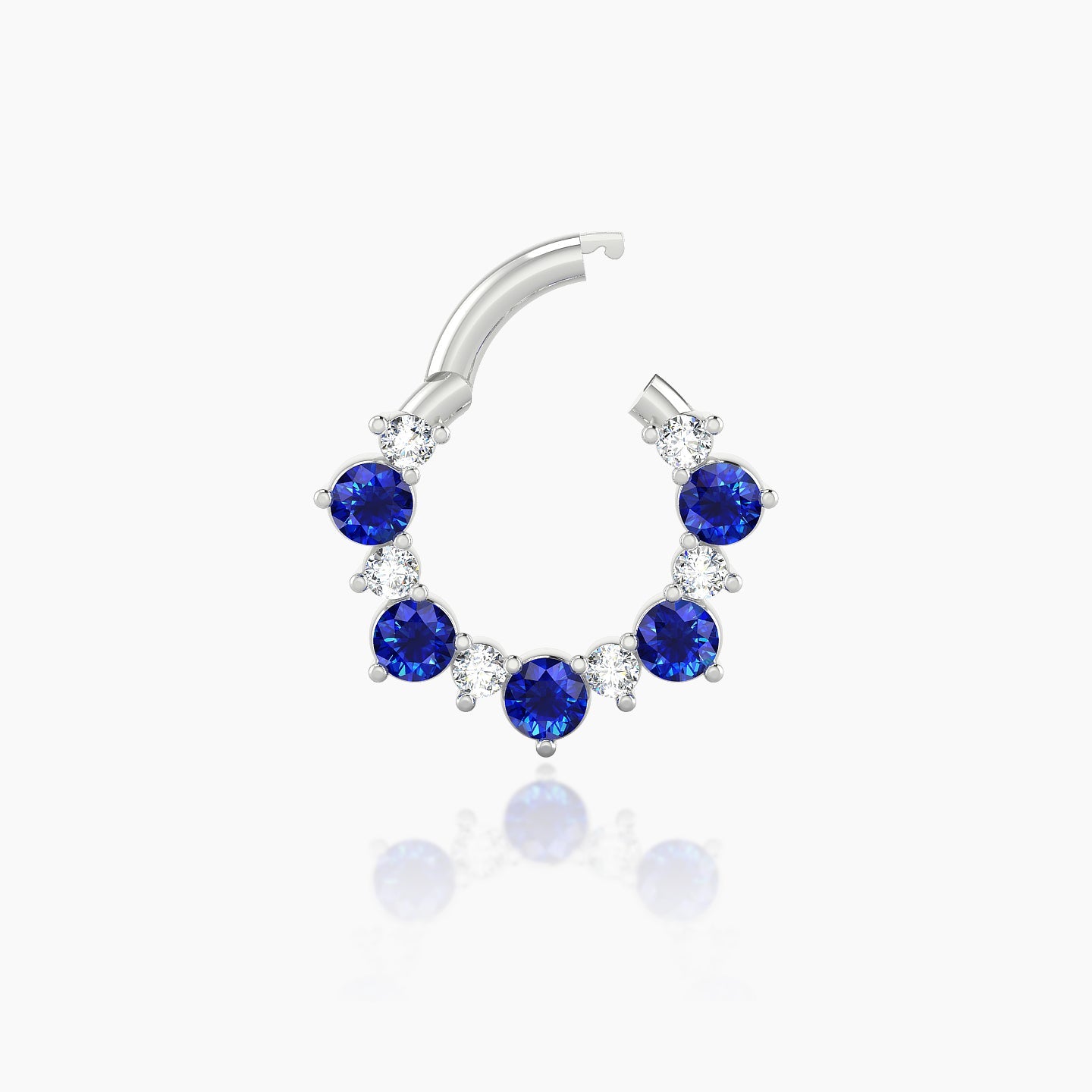 Daphne | 18k White Gold 6.5 mm Sapphire & Diamond Daith Piercing