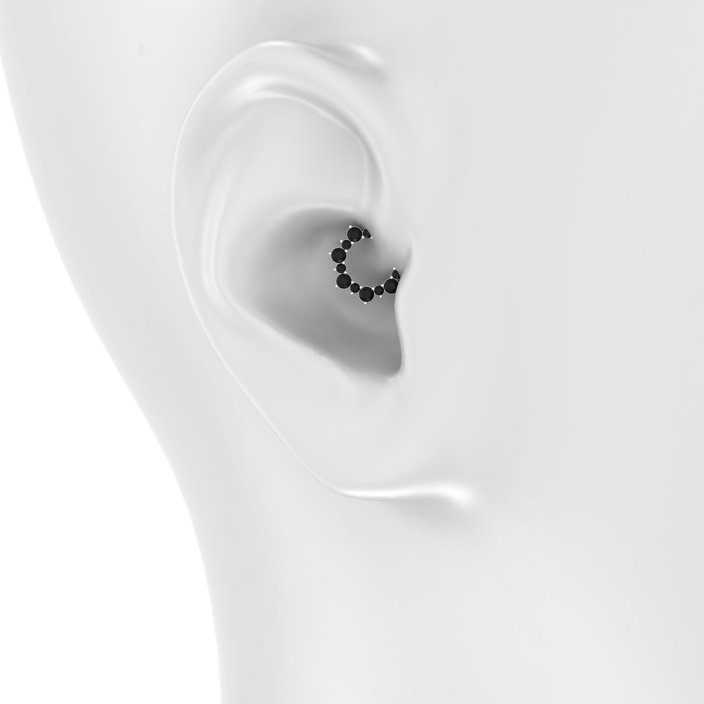 Daphne | 18k White Gold 6.5 mm Black Diamond Daith Piercing