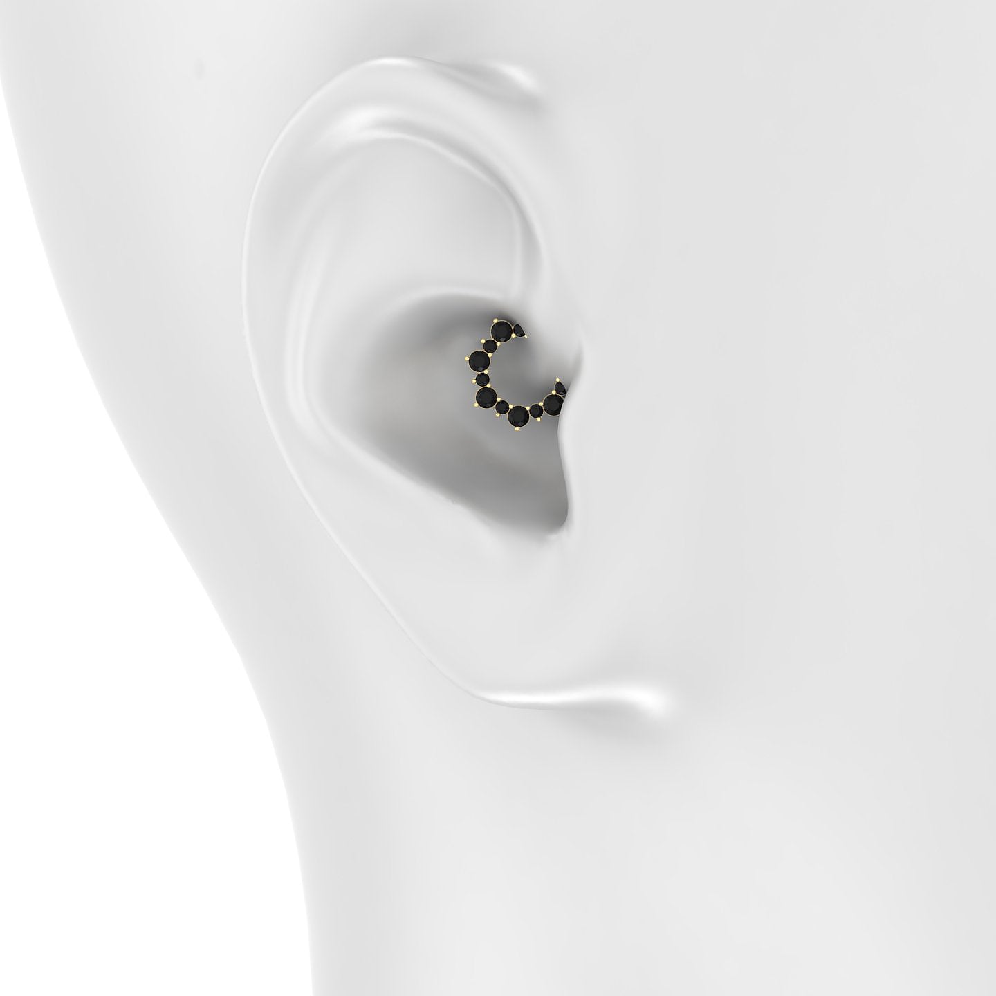 Daphne | 18k Yellow Gold 6.5 mm Black Diamond Daith Piercing