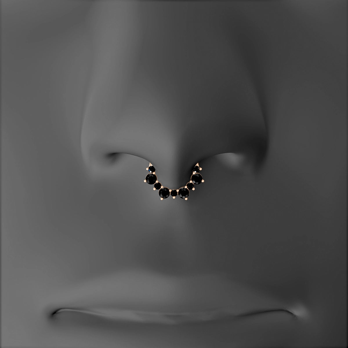 Daphne | 18k Rose Gold 6.5 mm Black Diamond & Diamond Septum Piercing