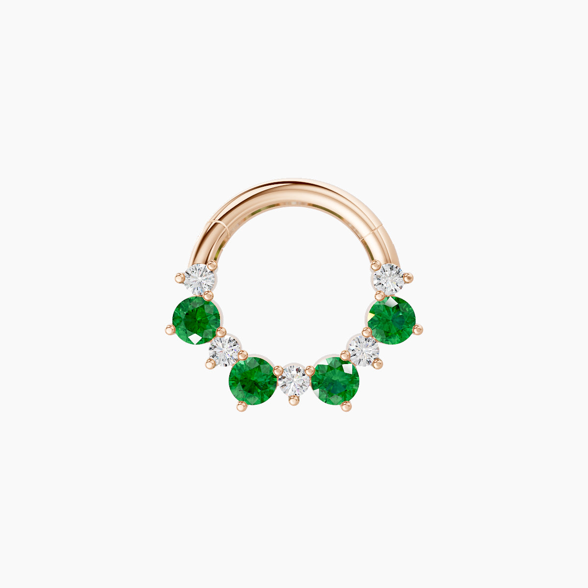 Daphne | 18k Rose Gold 6.5 mm Emerald & Diamond Septum Piercing