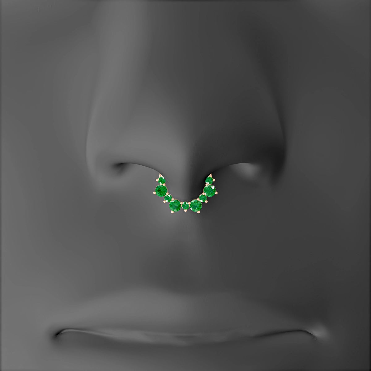Daphne | 18k Rose Gold 6.5 mm Emerald Septum Piercing