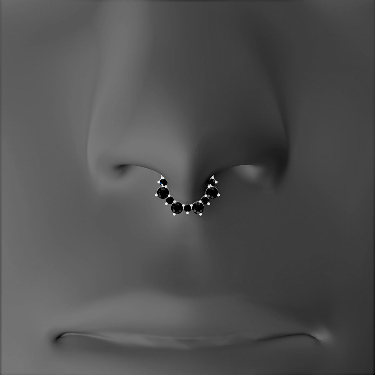 Daphne | 18k White Gold 6.5 mm Black Diamond Septum Piercing
