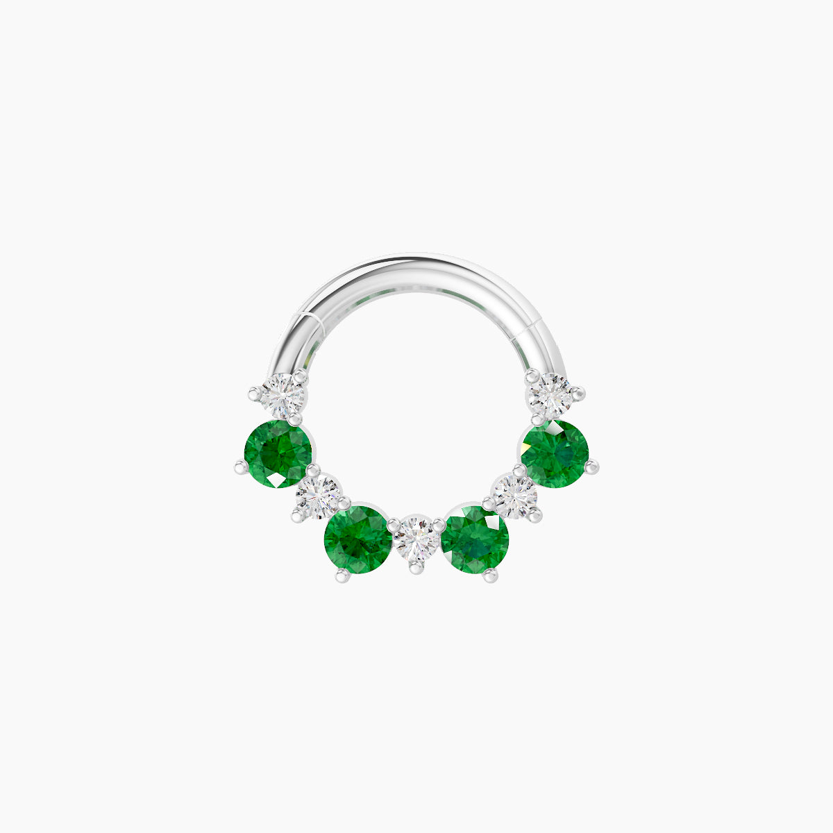 Daphne | 18k White Gold 6.5 mm Emerald & Diamond Septum Piercing