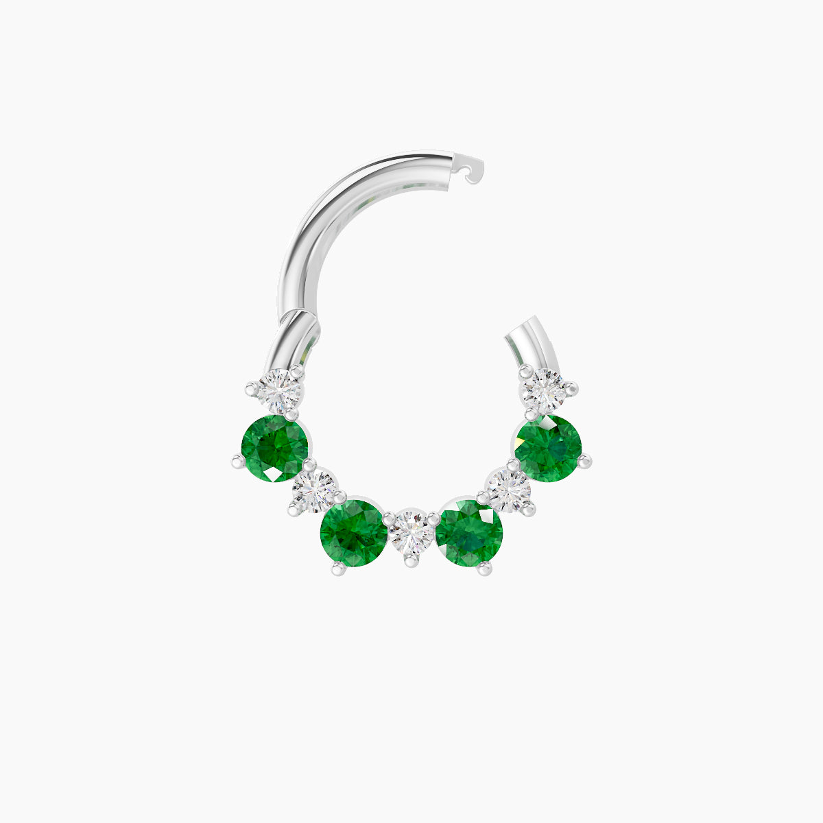 Daphne | 18k White Gold 6.5 mm Emerald & Diamond Septum Piercing
