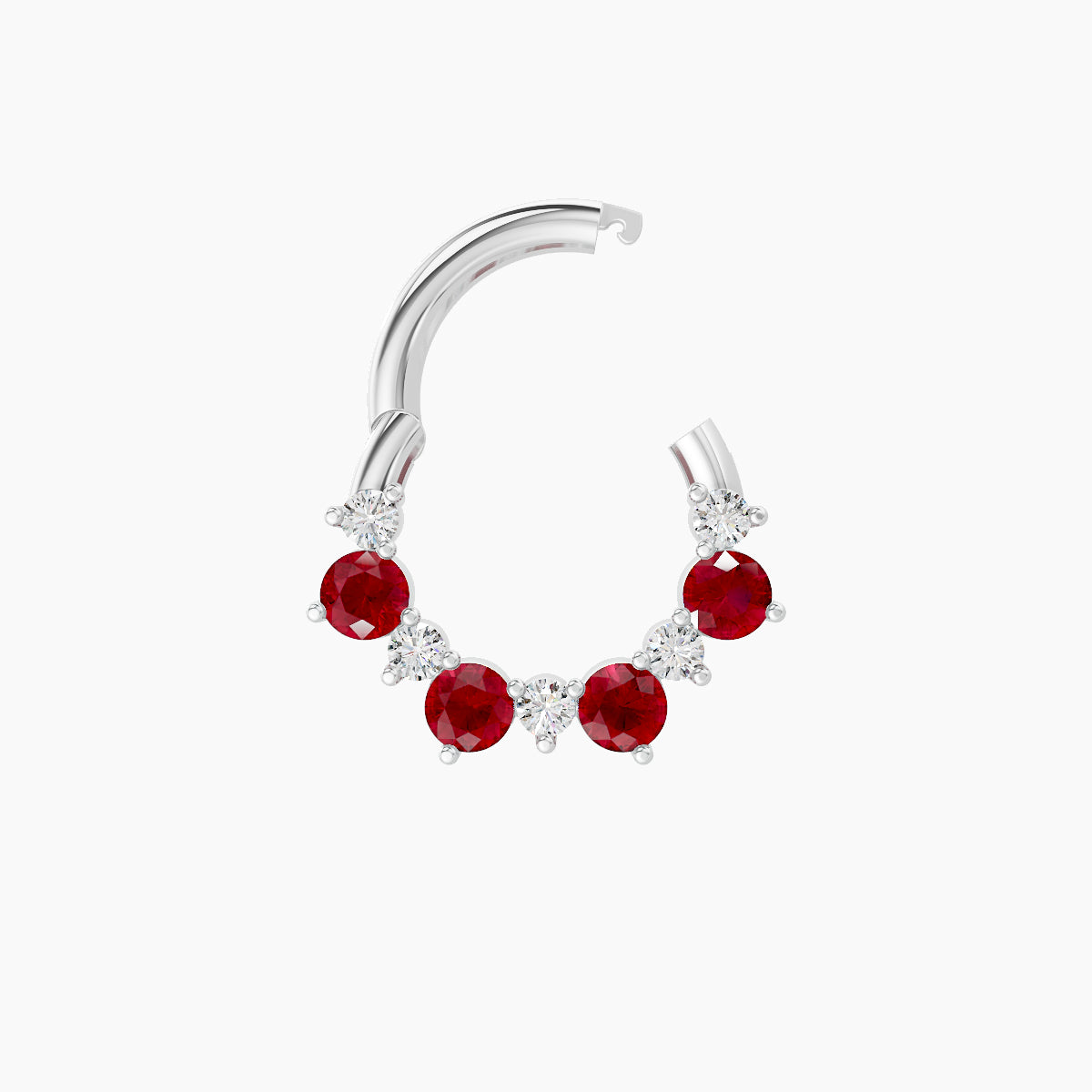 Daphne | 18k White Gold 6.5 mm Ruby & Diamond Septum Piercing