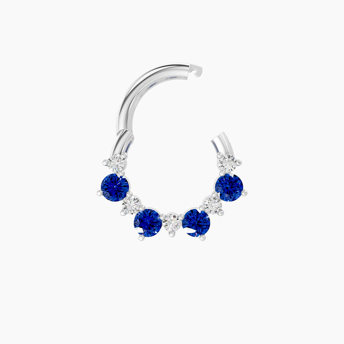 Daphne | 18k White Gold 6.5 mm Sapphire & Diamond Septum Piercing