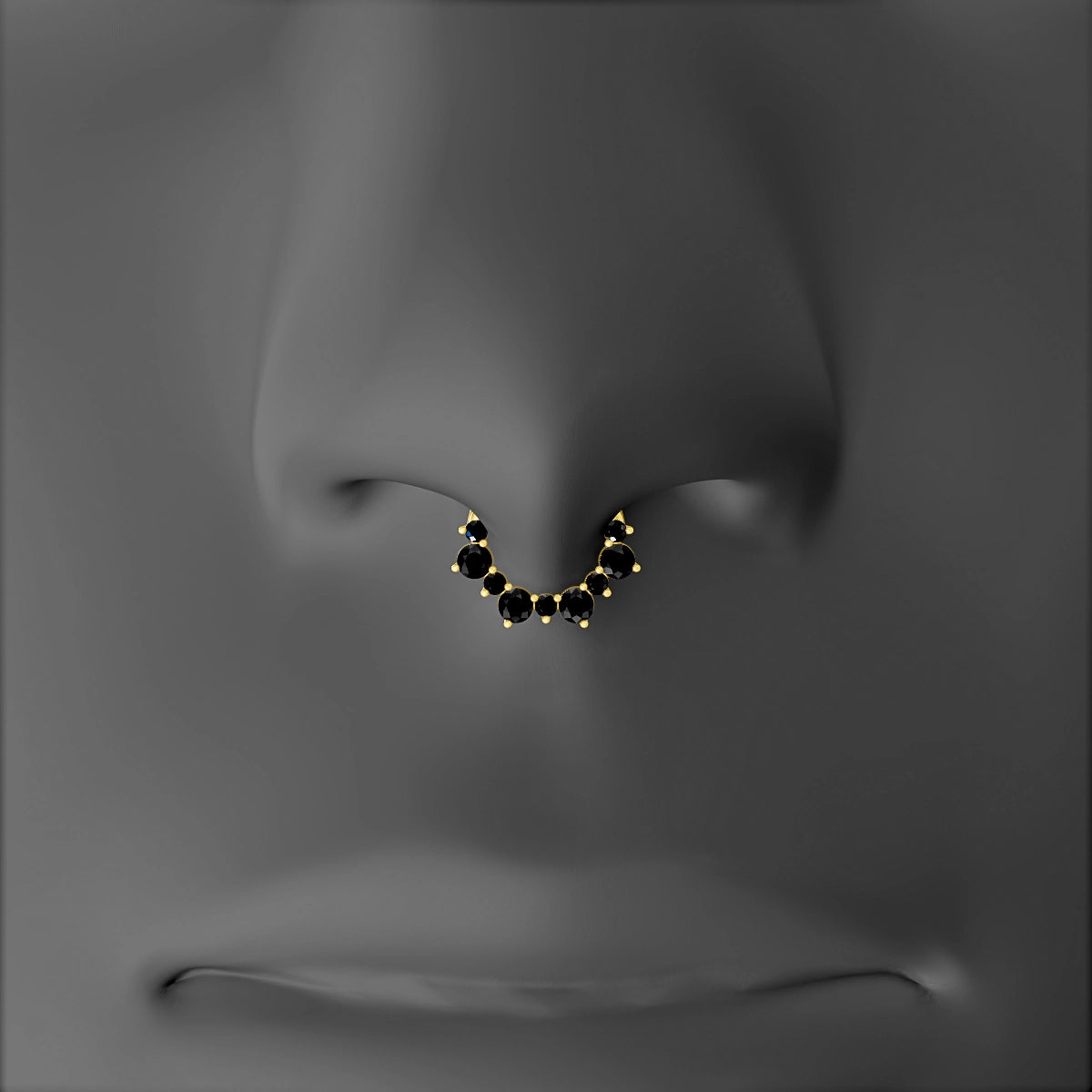 Daphne | 18k Yellow Gold 6.5 mm Black Diamond Septum Piercing