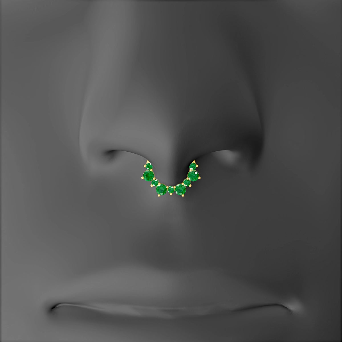Daphne | 18k Yellow Gold 6.5 mm Emerald & Diamond Septum Piercing