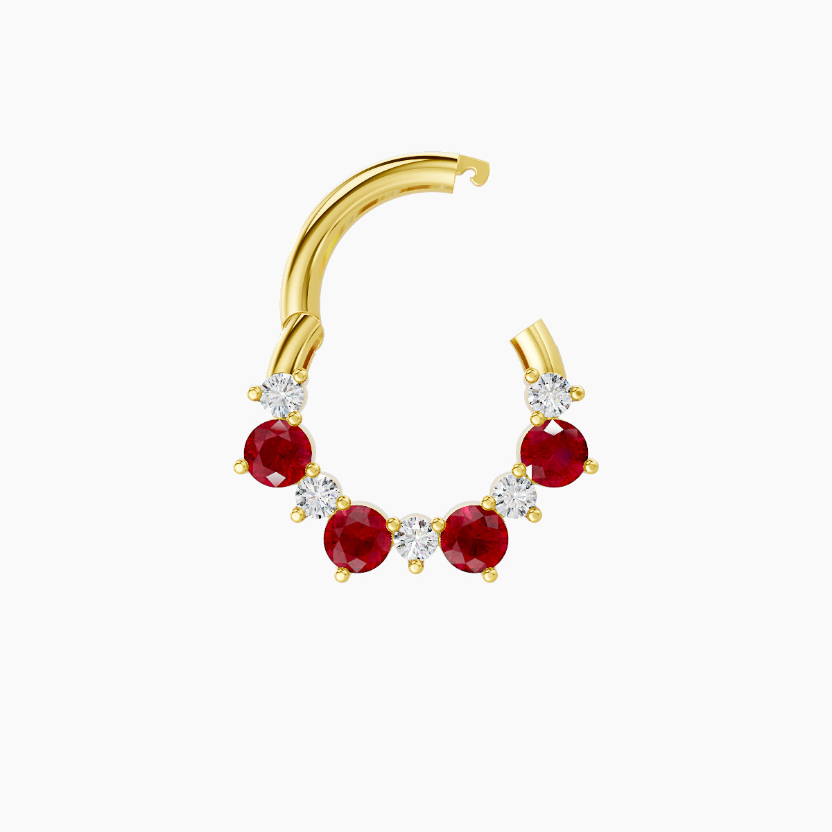 Daphne | 18k Yellow Gold 6.5 mm Ruby & Diamond Septum Piercing