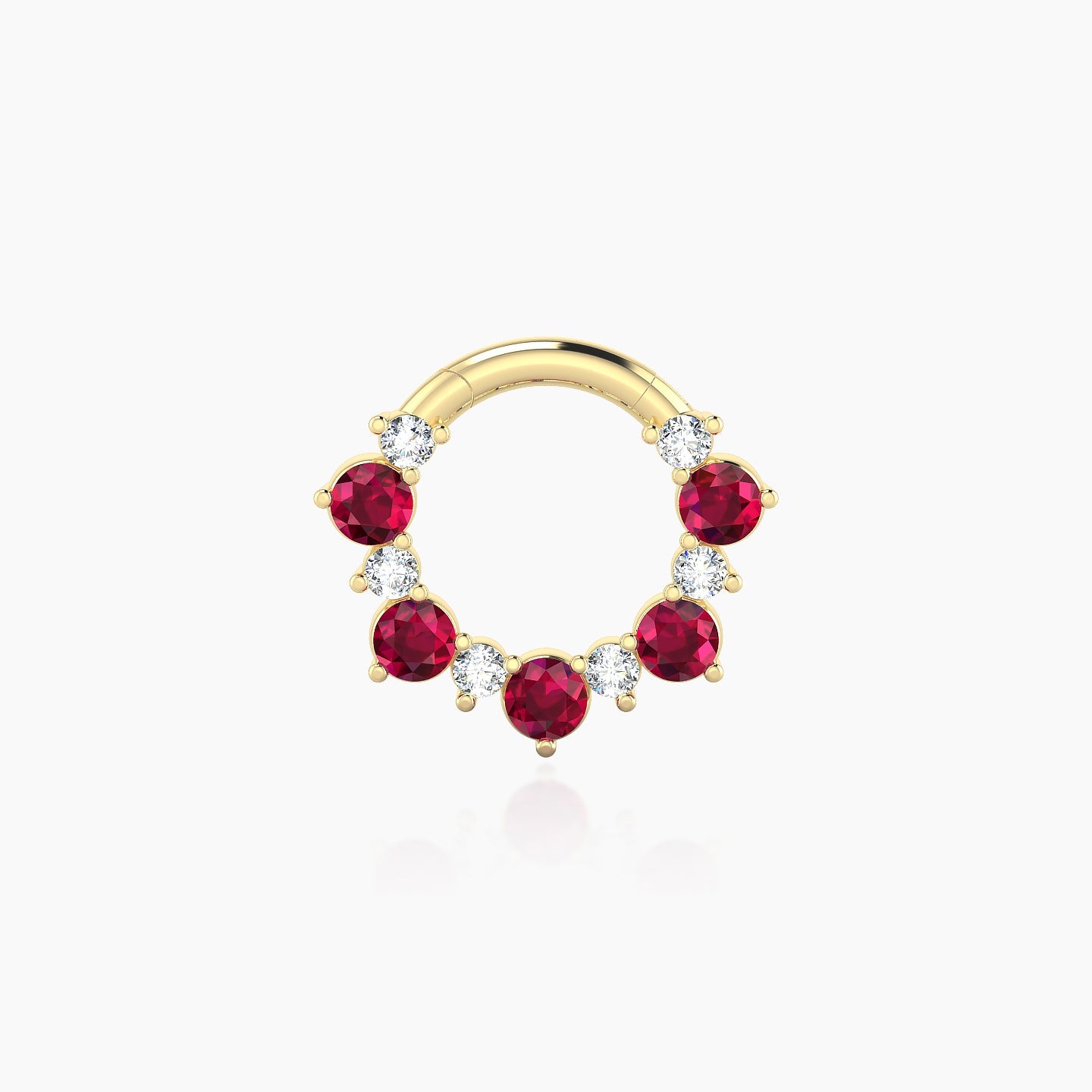 Daphne | 18k Yellow Gold 6.5 mm Ruby & Diamond Septum Piercing