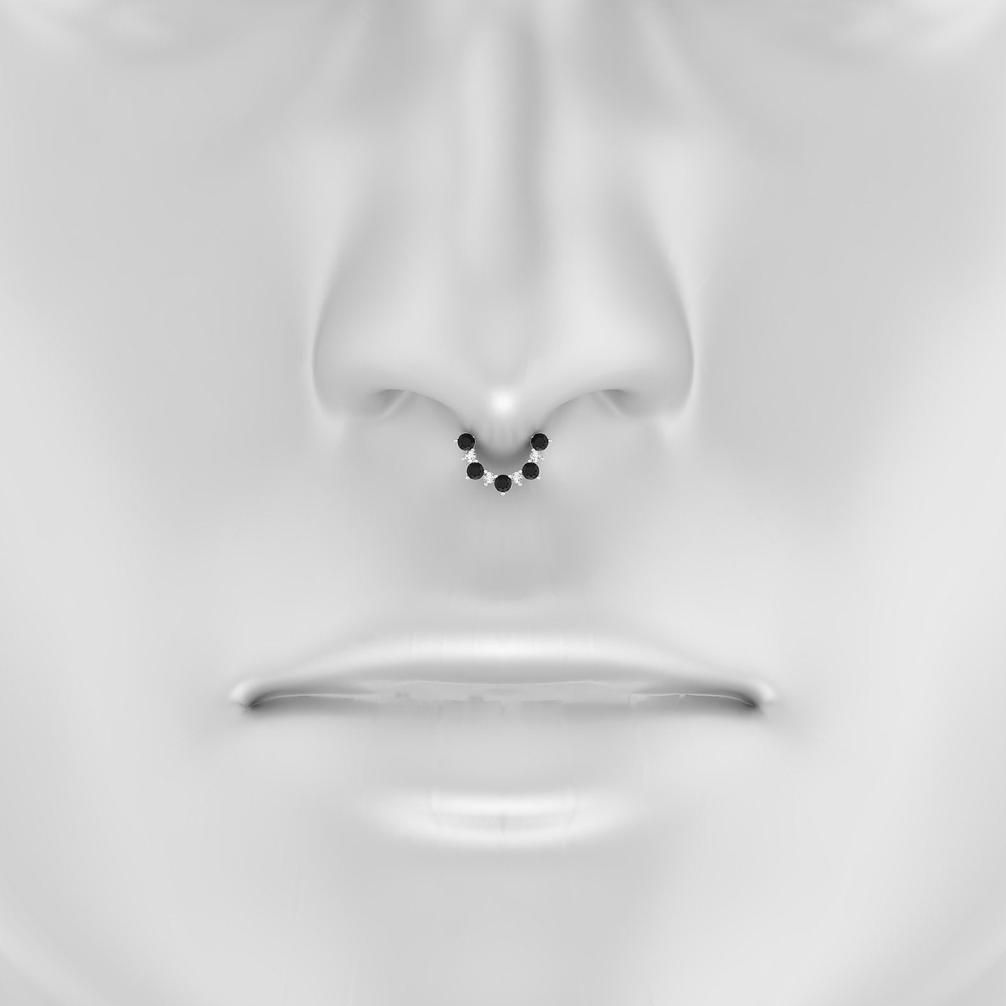 Daphne | 18k White Gold 6.5 mm Black Diamond & Diamond Septum Piercing