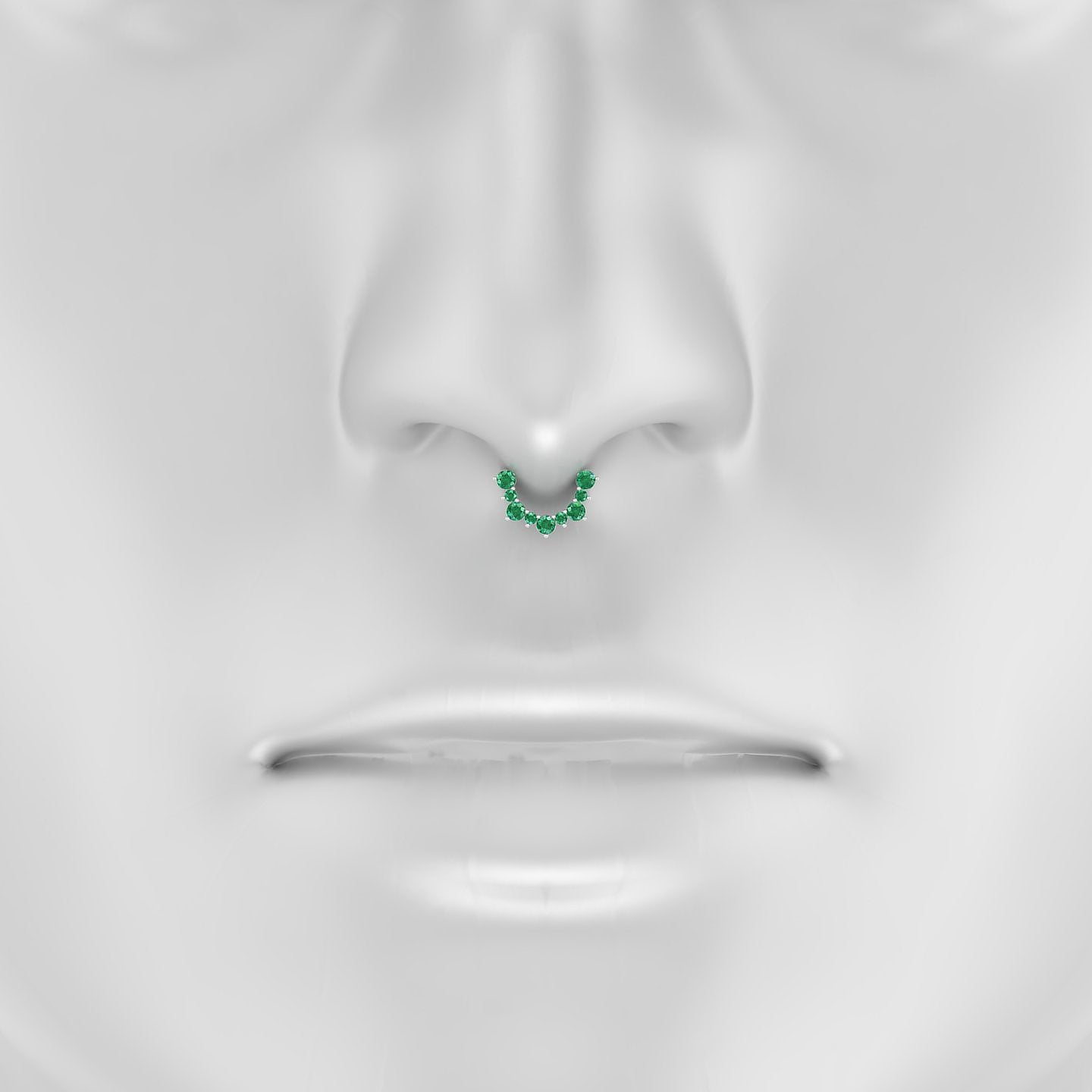 Daphne | 18k White Gold 6.5 mm Emerald Septum Piercing