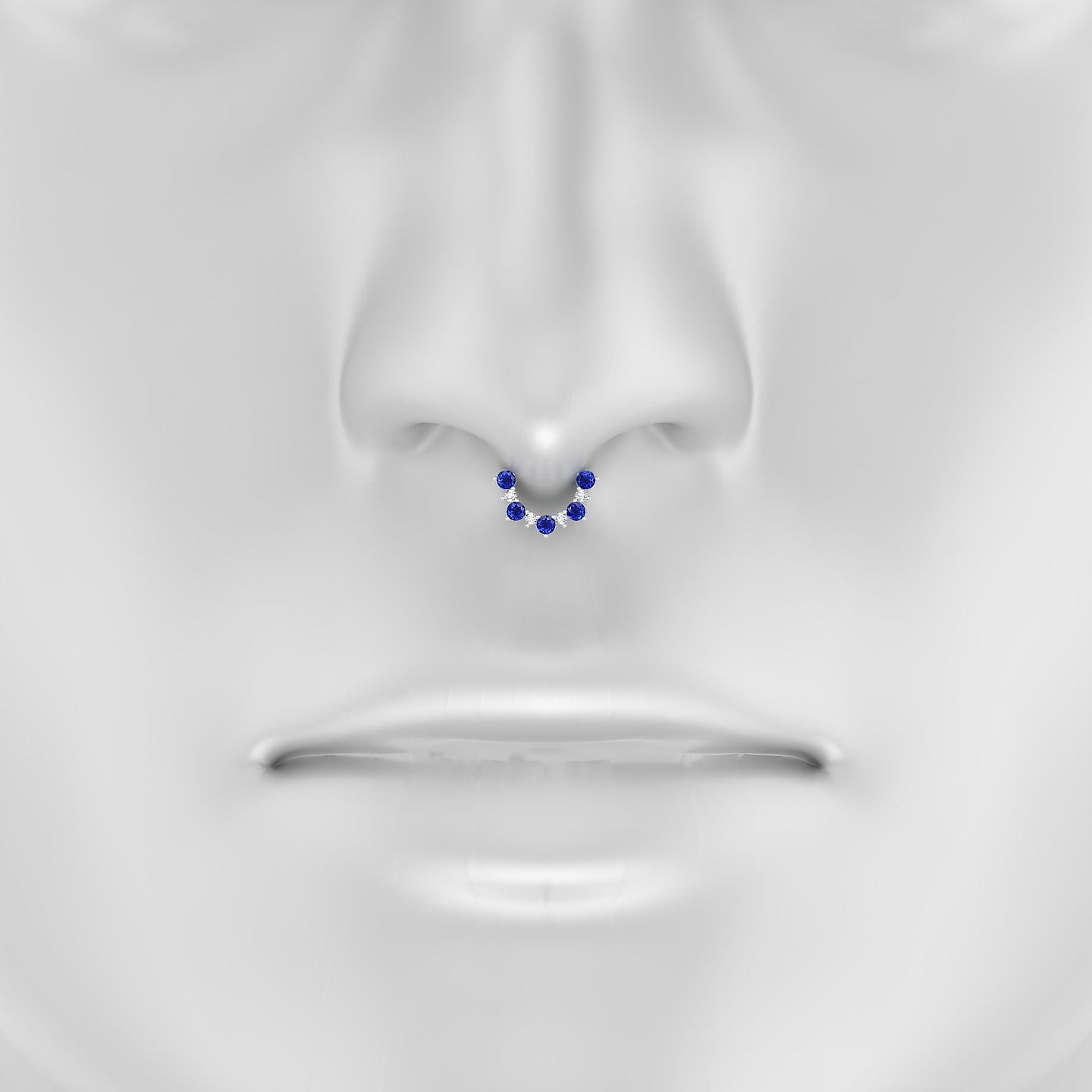 Daphne | 18k White Gold 6.5 mm Sapphire & Diamond Septum Piercing