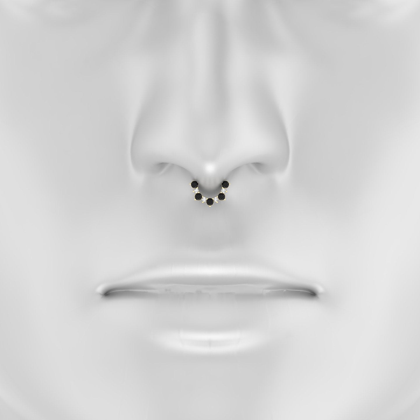 Daphne | 18k Yellow Gold 6.5 mm Black Diamond & Diamond Septum Piercing