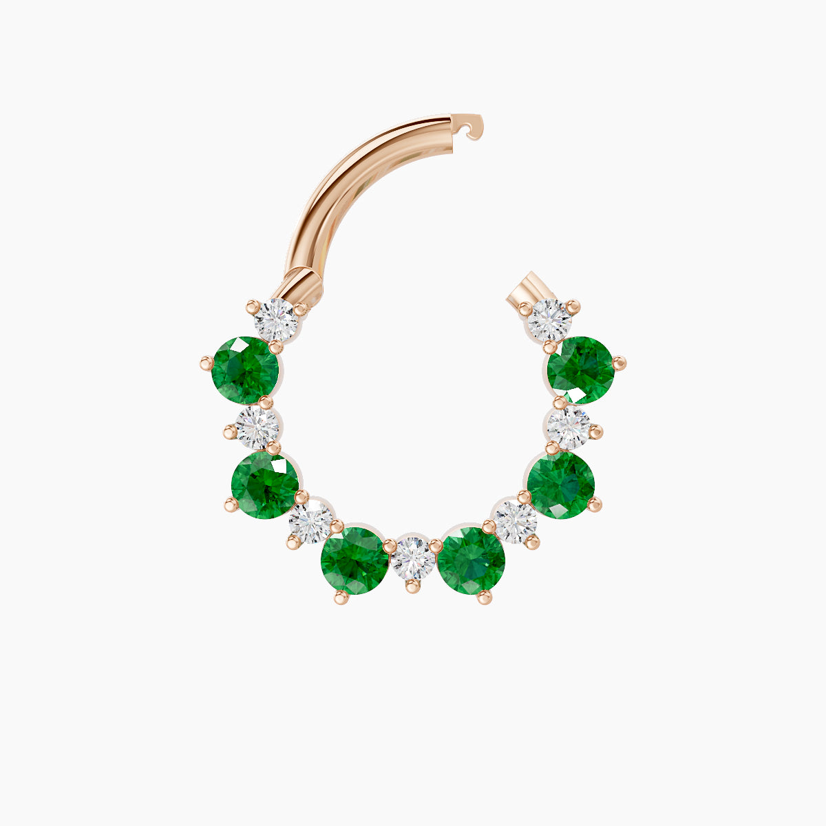 Daphne | 18k Rose Gold 8 mm Emerald & Diamond Daith Piercing