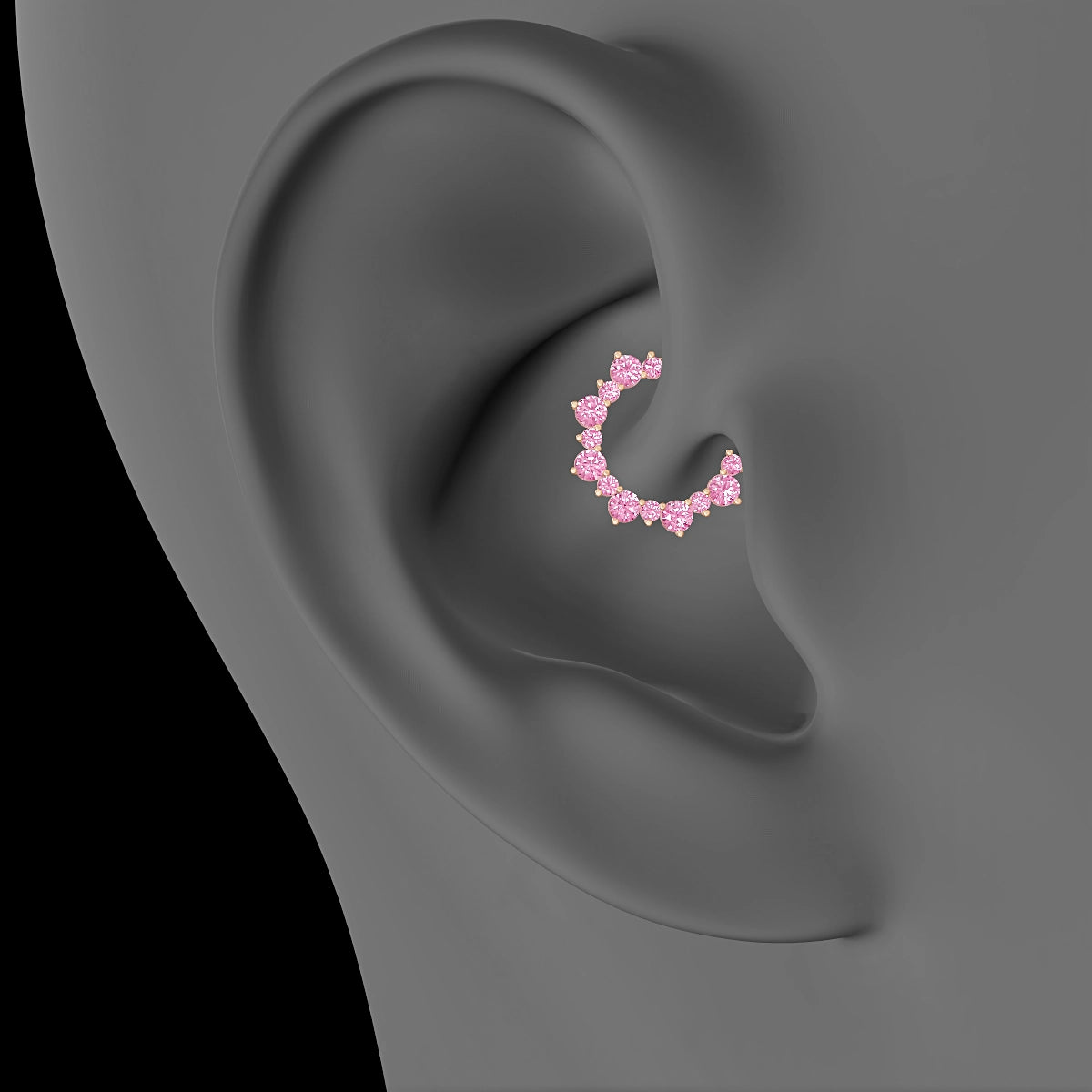 Daphne | 18k Rose Gold 8 mm Pink Sapphire Daith Piercing
