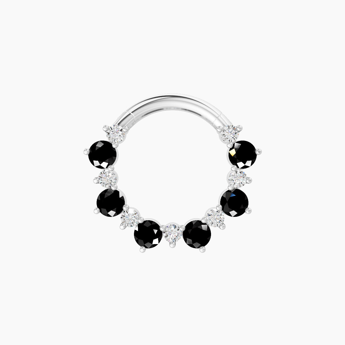 Daphne | 18k White Gold 8 mm Black Diamond & Diamond Daith Piercing