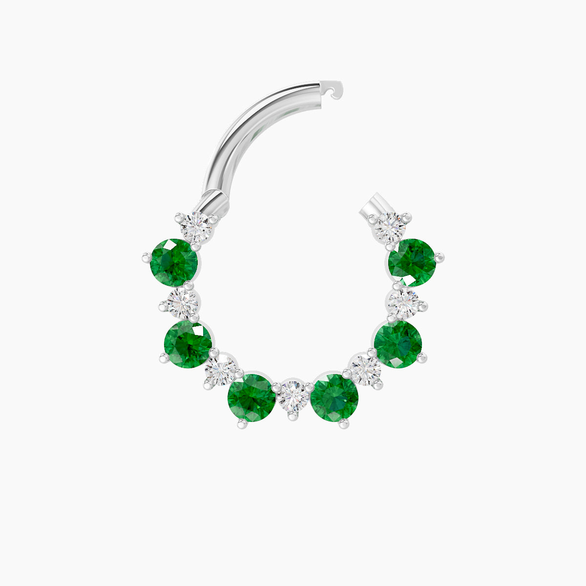 Daphne | 18k White Gold 8 mm Emerald & Diamond Daith Piercing