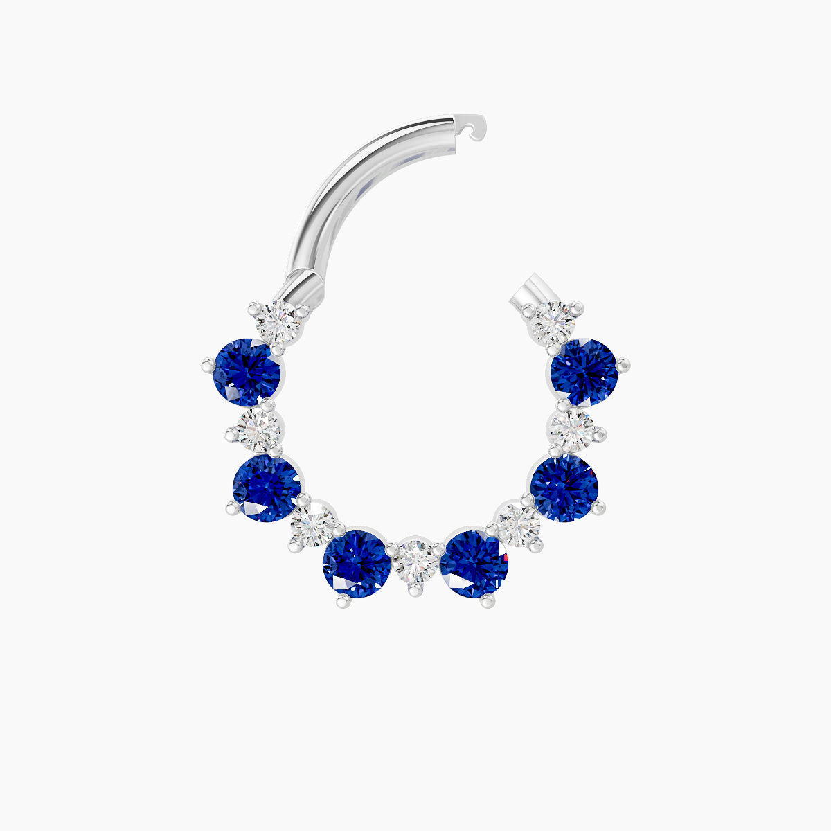 Daphne | 18k White Gold 8 mm Sapphire & Diamond Daith Piercing