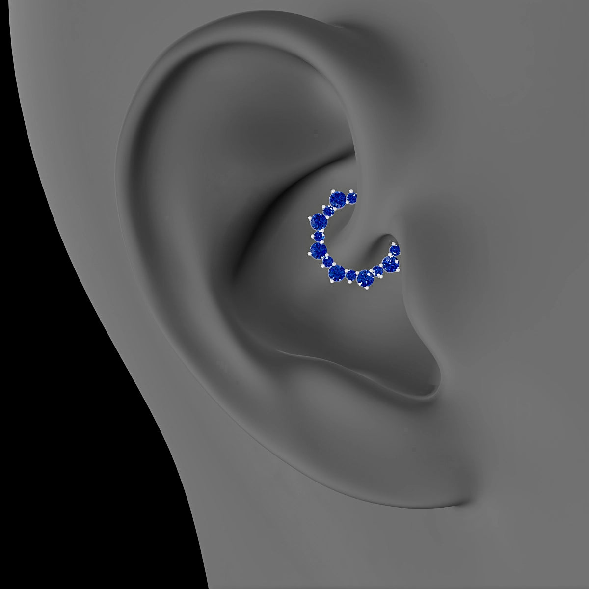 Daphne | 18k White Gold 8 mm Sapphire Daith Piercing